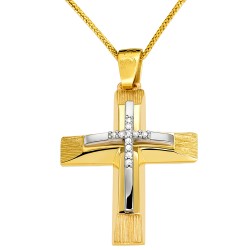 Χρυσός σταυρός βάπτισης αρραβώνα Κ14 με αλυσίδα